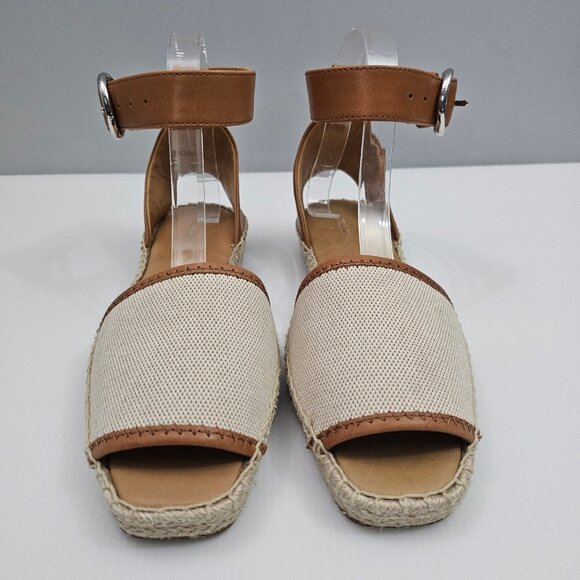 NEW Rag & Bone Anteros Sandal Womens EU 37.5 Cotton Tan Espadrille Peep Toe - Picture 4 of 14